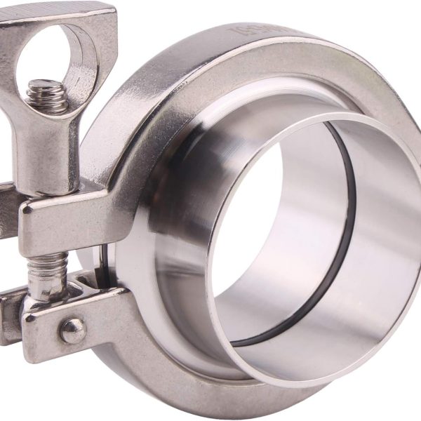 Stainless Steel Tri-clamp (Tri-clover Clamp) + 2 Pcs SUS304 Sanitary Pipe Weld Ferrule +  Gasket (2 Inch)