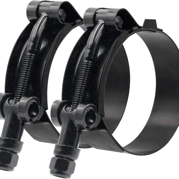 2 Pack 1.5 Inch Stainless Steel T-Bolt Hose Clamps, Clamp Range 44-50mm for 1.5" Hose ID (Black)